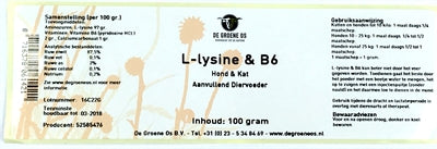 De Groene Os L-Lysin / B6 Hund / Katze